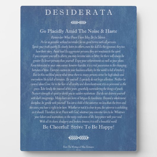 Desiderata over Denim Fotoplaat (Voorkant)