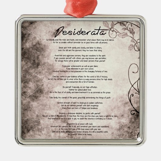 Desiderata over het ontginningsgebied Floral Faux Metalen Ornament (Voorkant)