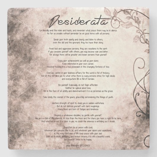 Desiderata over het  ontginningsgebied Floral Faux Stenen Onderzetter (Voorkant)