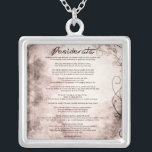 Desiderata over het  ontginningsgebied Floral Faux Zilver Vergulden Ketting<br><div class="desc">Desiderata "Gewilde dingen" Een prachtig stuk prose gedicht van de Amerikaanse schrijver Max Ehrmann (1872-1945). Een levensfilosofie op het Floral Parchment. Het zou bijna elke keer een geweldig cadeau zijn. Je kunt de beroemde woorden gemakkelijk ter harte nemen telkens als ze het draagt. De ontvanger zal je gedachten nog jaren...</div>