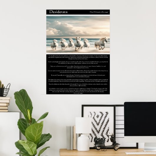 Desiderata: Paarden van de Sunset Shore Poster (Thuiskantoor)