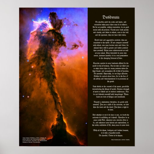 Desiderata - Pillars of Creation in Eagle Nebula Poster (Voorkant)