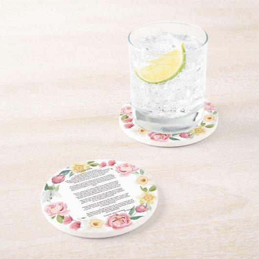 Desiderata Pioenrozen en narcissen van Max Ehrmann Zandsteen Onderzetter (Zijkant)