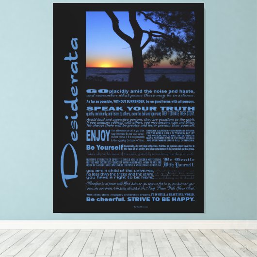Desiderata Poem Beauful Sunset Tree #1 Canvas Afdruk (Insitu (Houten vloer))