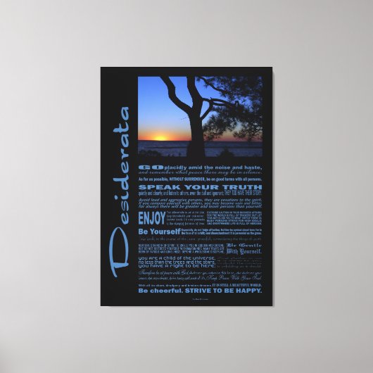 Desiderata Poem Beauful Sunset Tree #1 Canvas Afdruk (Voorkant)