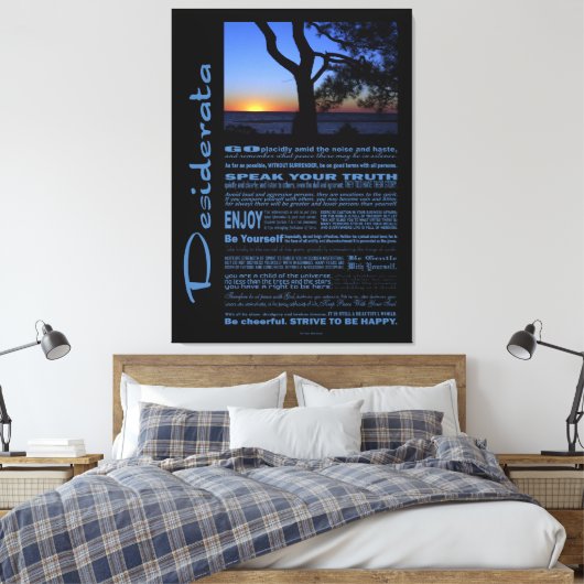 Desiderata Poem Beauful Sunset Tree #1 Canvas Afdruk (Insitu (Slaapkamer))