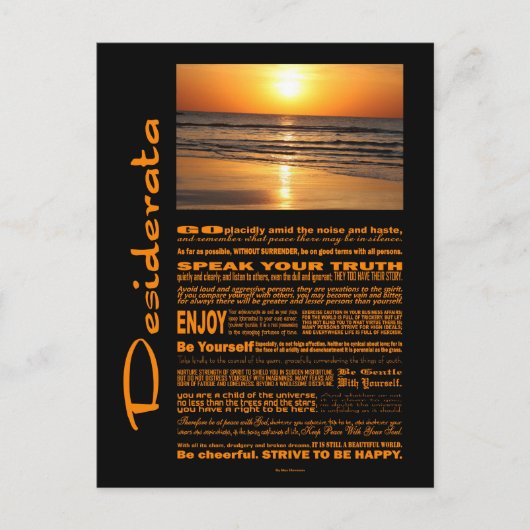 Desiderata Poem Beauful Yellow Sunset Briefkaart (Voorkant)
