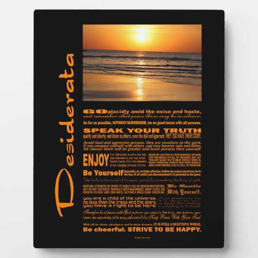 Desiderata Poem Beauful Yellow Sunset Fotoplaat (Voorkant)
