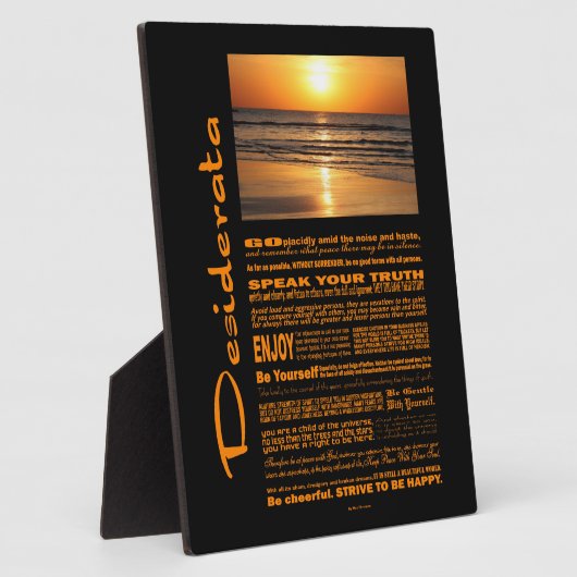 Desiderata Poem Beauful Yellow Sunset Fotoplaat (Zijkant)