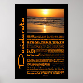 Desiderata Poem Beauful Yellow Sunset Poster