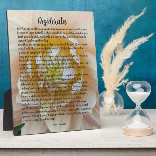 Desiderata Poem Blush Pink Dahlia Bloom Fotoplaat (Zijkant)