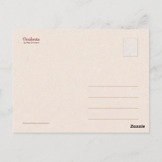 Desiderata Poem Briefkaart Mini Art (Achterkant)