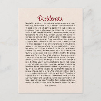 Desiderata Poem Briefkaart Mini Art