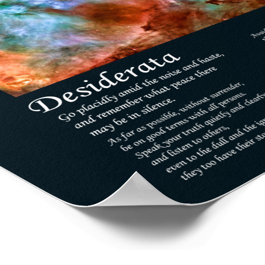 Desiderata Poem - Carina Nebula in Argo Navis Poster (Hoek)
