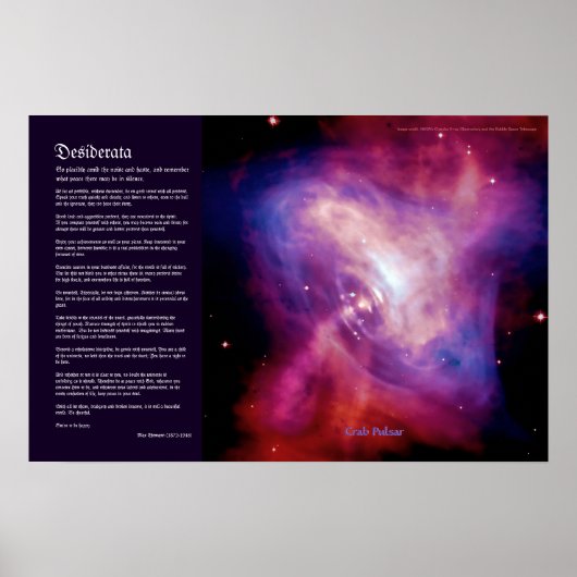 Desiderata Poem - Crab Pulsar Time Lapse Poster (Voorkant)