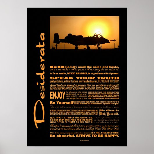 Desiderata Poem Desiderata A-10 Thunderbolt Poster (Voorkant)