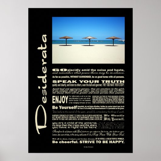 Desiderata Poem Dream It Live It Beach Poster (Voorkant)