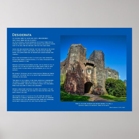 Desiderata Poem - Engelse Castle Entrance Poster (Voorkant)