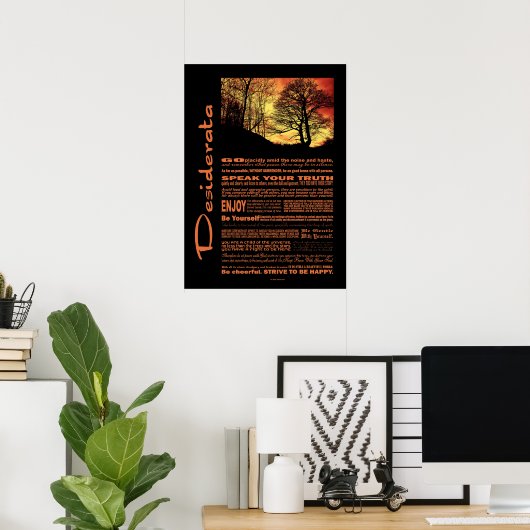 Desiderata Poem Evening Sunset Tree Poster (Thuiskantoor)