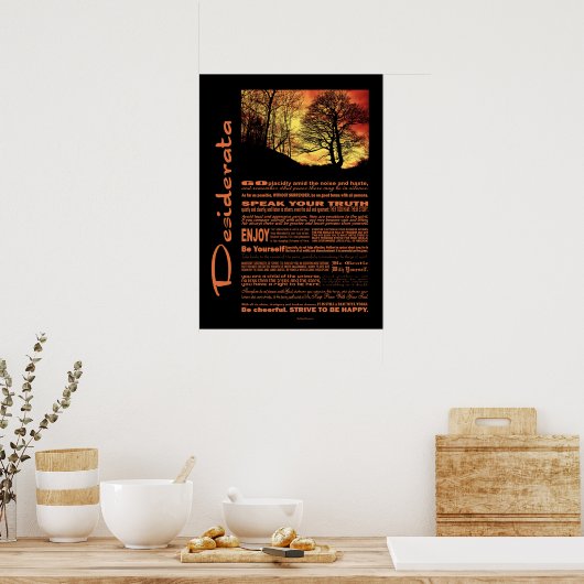 Desiderata Poem Evening Sunset Tree Poster (Keuken)