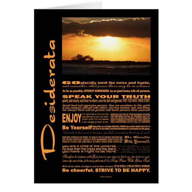 Desiderata Poem-golven op zonsondergang (Voorkant)