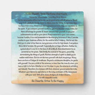 Desiderata Poem in Blue Thunder op het strand Fotoplaat