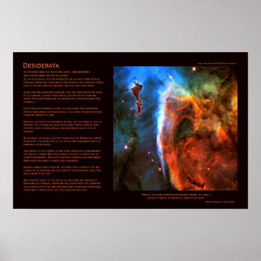 Desiderata Poem - Keyhole Nebula Digitus Impudicus Poster (Voorkant)