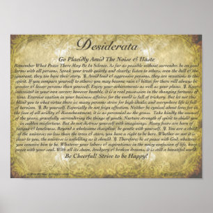 DESIDERATA Poem=Max Ehrmann=Antiek behangpapier Poster