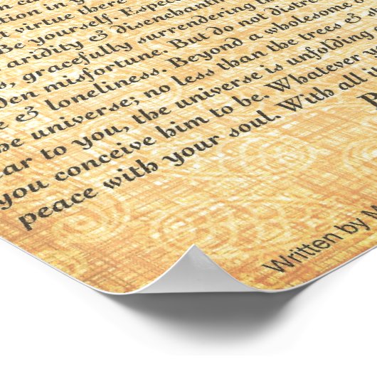 DESIDERATA Poem=Max Ehrmann=Fossilied Poster (Hoek)