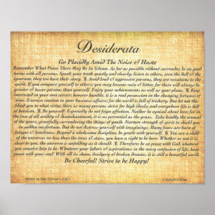 DESIDERATA Poem=Max Ehrmann=Fossilied Poster