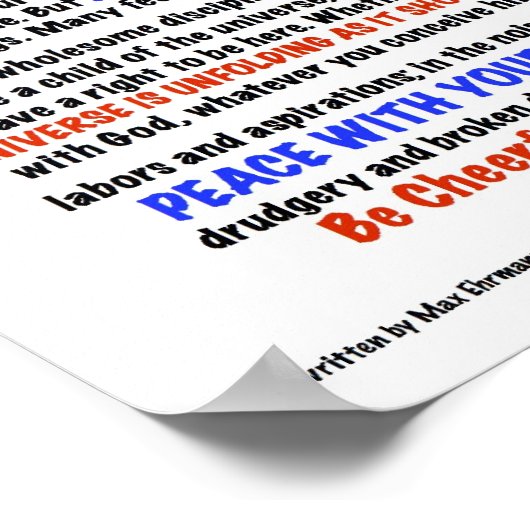 DESIDERATA Poem=Max Ehrmann=LIFE Versie Poster (Hoek)