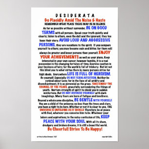DESIDERATA Poem=Max Ehrmann=LIFE Versie Poster