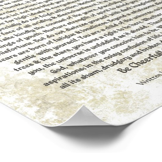 DESIDERATA Poem Max Ehrmann-Medieval Calligraphy Poster (Hoek)