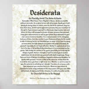 DESIDERATA Poem Max Ehrmann-Medieval Calligraphy Poster