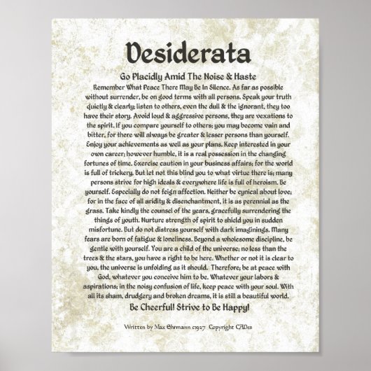 DESIDERATA Poem Max Ehrmann-Medieval Calligraphy Poster (Voorkant)