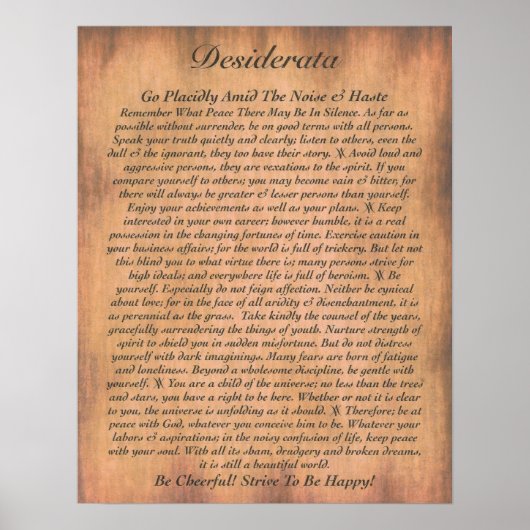 DESIDERATA Poem=Max Ehrmann=Parchment Collectie Poster (Voorkant)