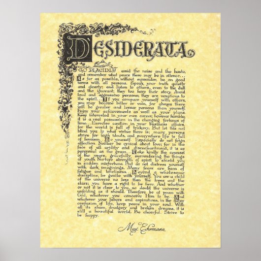 DESIDERATA Poem=Max Ehrmann=Parchment Collectie Poster (Voorkant)