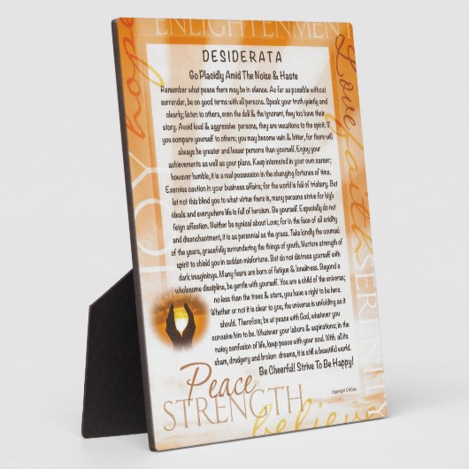 Desiderata Poem met Praying Hands Fotoplaat (Zijkant)