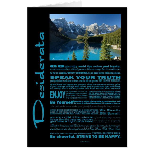 Desiderata Poem Moraine Lake (Voorkant)