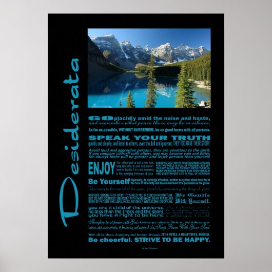 Desiderata Poem Moraine Lake Poster (Voorkant)