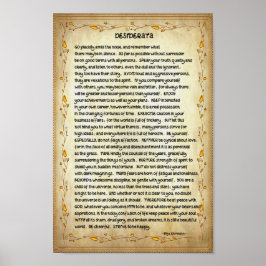 Desiderata Poem on Brown and Gold Poster