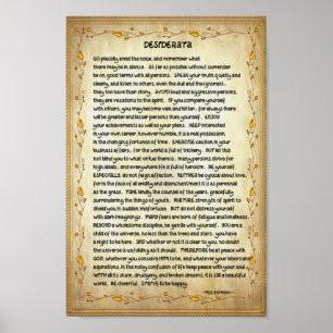 Desiderata Poem on Brown and Gold Poster