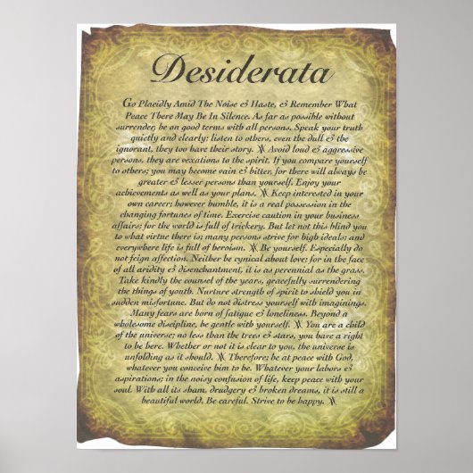 Desiderata Poem op Antiek stijlpapier Poster (Voorkant)