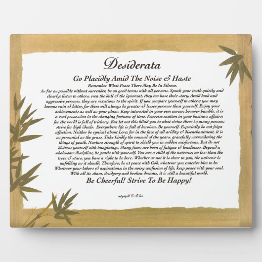 Desiderata Poem op Bamboo Fotoplaat (Voorkant)