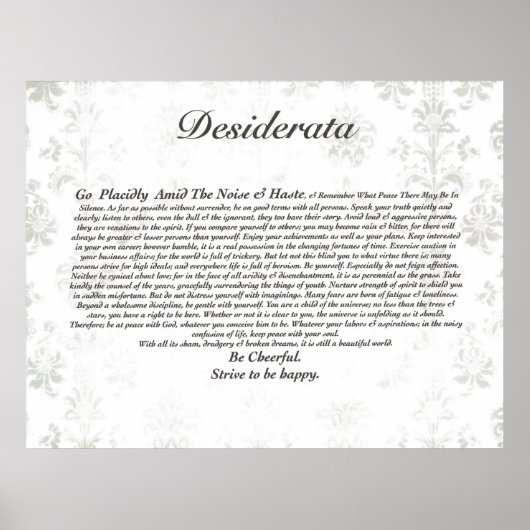 Desiderata Poem op Faded Antiek achtergrond Poster (Voorkant)