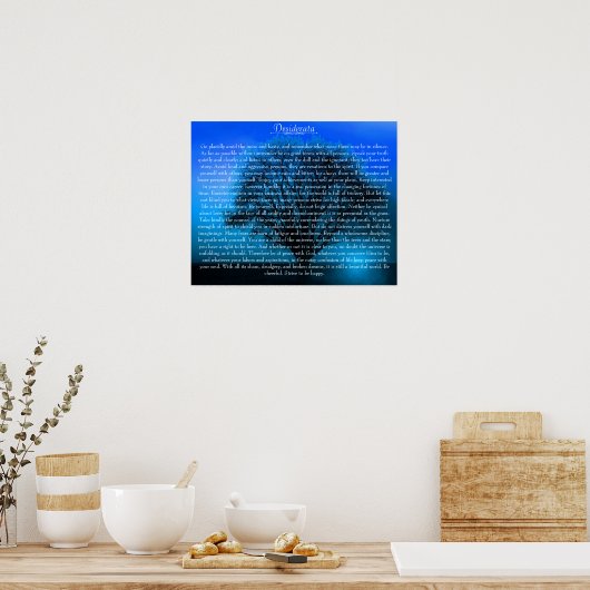 Desiderata Poem op magisch-blauwe boom Poster (Keuken)