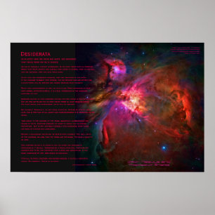 Desiderata Poem - Orion Nebula en Trapezium Stars Poster