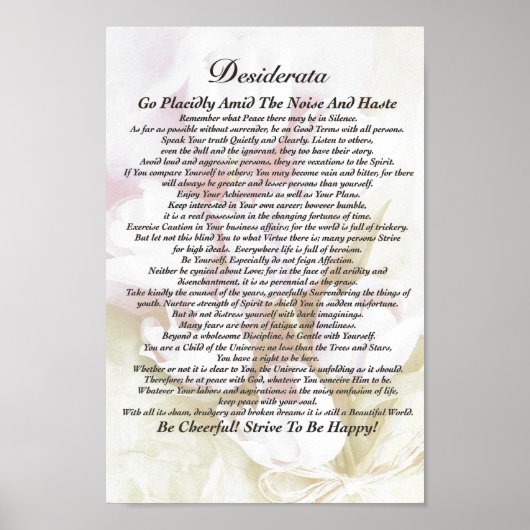 Desiderata Poem over Fading Tulips Waterverf Poster (Voorkant)