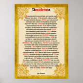 Desiderata Poem over Poster van papier (Voorkant)