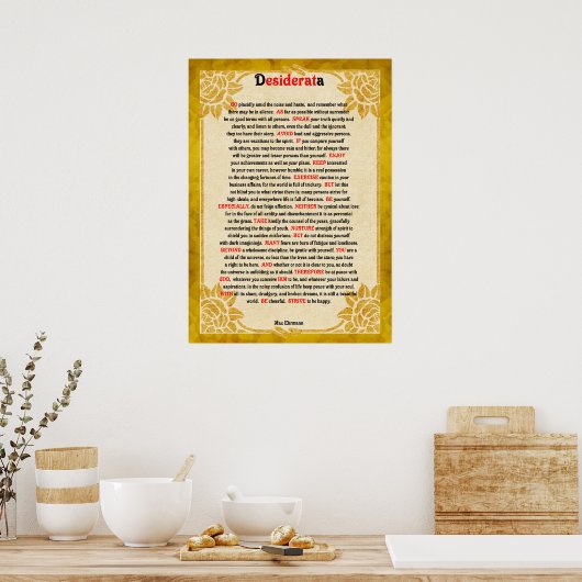 Desiderata Poem over Poster van papier (Keuken)